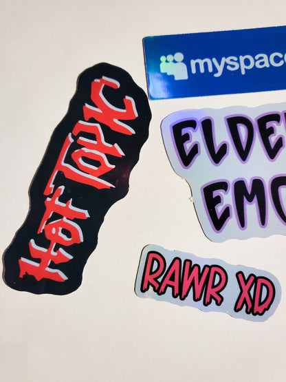 Elder Emo Sticker Set -Pack of 6 Holographic Stickers - it was never a phase checkered vans hot topic myspace rawr xd scene 2000s millennial